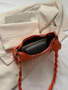 纯色时尚爱心刺绣单肩包 - 橘色 - 查看 4