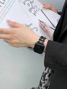 1入不限男女時尚金屬鏈手鍊手錶帶兼容蘋果手錶45mm 49mm 38mm 40mm 41mm 42mm 44mm，優雅迷人的手環兼容蘋果手錶系列Ultra Se 8 7 6 5 4 3 2 1，黑色