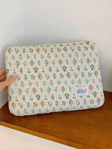 1pc Green Flower Hand File Bag 15 Inch 14 Inch 13 Inch Laptop Bag Tablet 11ipad Inner Bag