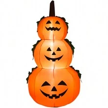 Costway 6ft Inflatable Halloween 3-Pumpkin Stack Decoration w/ Internal LED Light - Orange - View 7