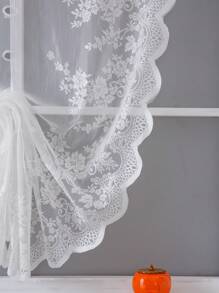 1 件韓式蕾絲拉簾,小花設計,安裝方便,浪漫優雅,適合廚房、臥室、小窗戶 - 白色 - 查看 5