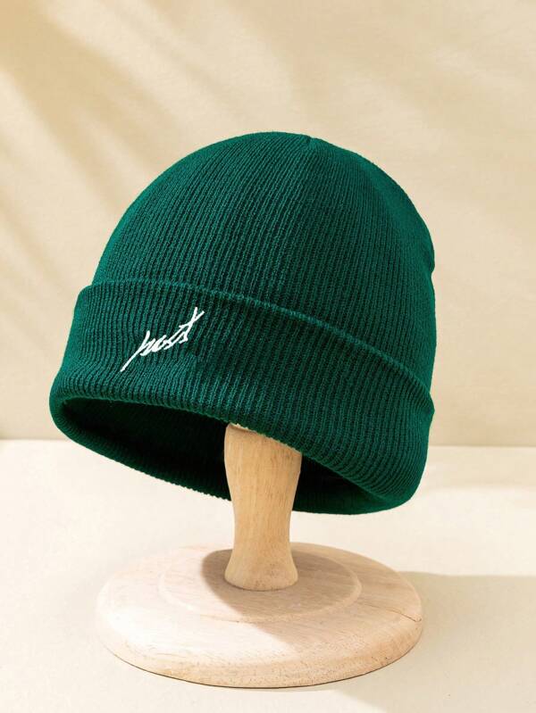 1 gorro de punto de invierno para esquiar unisex, estilo Y2K con bordado "just", adecuado para actividades al aire libre y uso diario casual en el trayecto diario