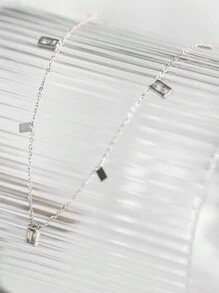 Nooxian 1 件女士钛钢项链，欧美风格，简约设计，锁骨链，时尚配饰（吊坠数量随机）