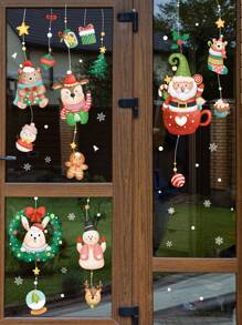 4pcs Window Cling Stickers For Glass Window Decoration And Wall Decor