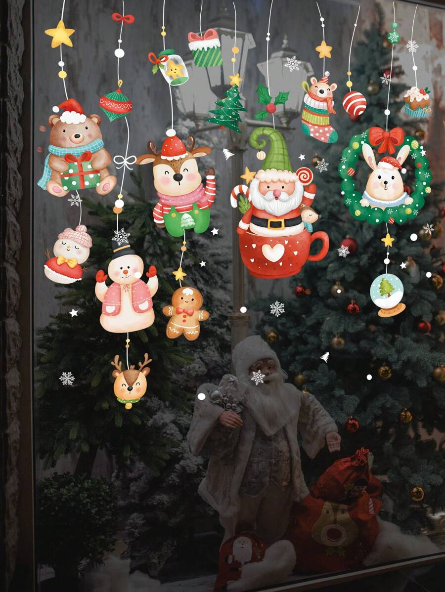 4pcs Window Cling Stickers For Glass Window Decoration And Wall Decor