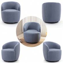 Swivel Barrel Chair, Teddy Sherpa Upholstered Modern Round Accent Arm Chairs, 360 Degree Swivel Small Single Sofa Armchair for Nursery Living Room Bedroom