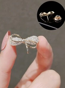 3pcs/Set Anti-Skid Buckle Brooch For Women, Clothes Fixing Tool With Rhinestone Butterfly And Fine Waist Shaping Pin Valentine's Day Valentines - Gold - View 4