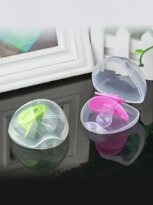 Triangle Soother Holder Storage Box, Portable Baby Pacifier Dust Proof Container (Random Style/Color), Sold 1pc/2pcs/3pcs/4pcs Set, Pacifier Not Included - Clear - View 5