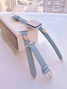 1pc Fashionable & Cute Blue Band With Bear Pattern, Compatible With Apple Watch SE/S11/S10/S9/S8/S7/S6/S5/S4/S3/S2/S1 Series 38mm, 40mm, 41mm, 42mm, 44mm, 45mm, 46mm, Suitable For Young Girls And Women - Light Blue - View 6