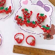 10入組/包彈性紅色的心形頭繩適用於兒童,無損