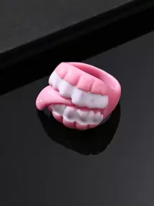 1pc Multicolor Y2k Halloween Resin Teeth Pattern Couple Ring, Suitable For Women's Daily Wear - Multicolor - View 2