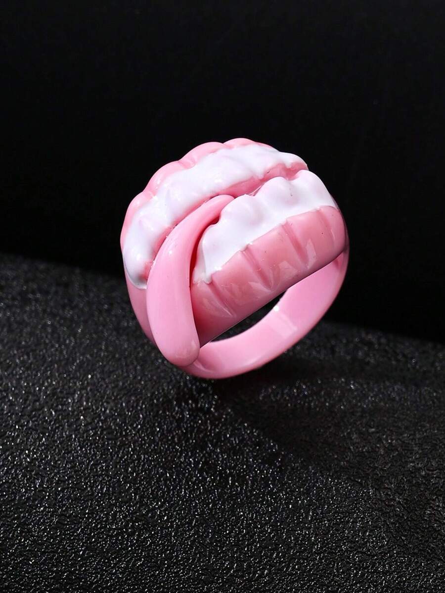 1pc Multicolor Y2k Halloween Resin Teeth Pattern Couple Ring, Suitable For Women's Daily Wear - Multicolor - View 1