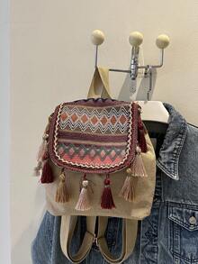 Tassel Decor Women's Shoulder Bag - Red - View 8