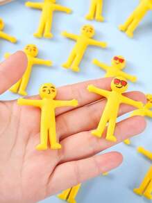 50pcs/Pack Random Color TPR Soft Rubber Funny Expression Stretchy Little Figurine Desk Decor & Stress Relief Toys