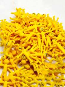 50pcs/Pack Random Color TPR Soft Rubber Funny Expression Stretchy Little Figurine Desk Decor & Stress Relief Toys