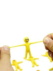 50pcs/Pack Random Color TPR Soft Rubber Funny Expression Stretchy Little Figurine Desk Decor & Stress Relief Toys