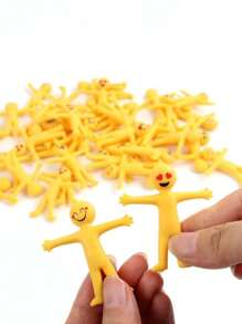 50pcs/Pack Random Color TPR Soft Rubber Funny Expression Stretchy Little Figurine Desk Decor & Stress Relief Toys