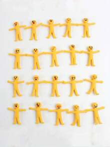 50pcs/Pack Random Color TPR Soft Rubber Funny Expression Stretchy Little Figurine Desk Decor & Stress Relief Toys
