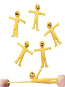 50pcs/Pack Random Color TPR Soft Rubber Funny Expression Stretchy Little Figurine Desk Decor & Stress Relief Toys