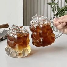 1 Cốc Thủy Tinh Nho Sáng Tạo Mới Có Tay Cầm, Cốc Sữa Phong Cách Ins Cốc Trong Suốt Borosilicate Cao Cho Latte, Cà Phê, Nước Trái Cây Và Đồ Uống - trong suốt - Xem 2