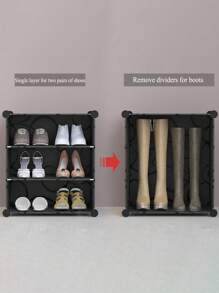 1pc  Multi-tier multi-functional shoe organizer with heightened design and complimentary enclosure - Black - View 3