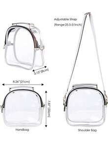 Bolsas Transparentes Para Mujeres Para El Estadio, Bonita Bolsa Transparente Aprobada Por El Estadio, Bolsa De Mano Transparente Con Cremalleras De Arco Iris - Plateado - Ver 3