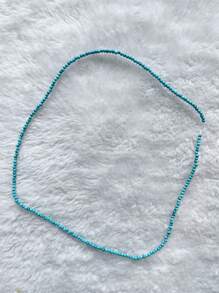 2mm綠松石黑線萊蒂石頭自然石頭散珠,適用於藍色項鍊手鍊耳環珠寶套裝製作diy設計 - 藍色 - 查看 6