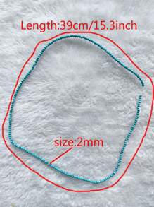 2mm綠松石黑線萊蒂石頭自然石頭散珠,適用於藍色項鍊手鍊耳環珠寶套裝製作diy設計 - 藍色 - 查看 2