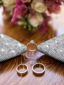 1入組自黏式水晶水鑽緞帶條DIY水鑽金屬亮絲貼紙織帶適用於藝術&工藝,婚禮派對,裝飾,家庭裝飾 - 白色 - 查看 5