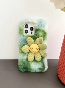 Smiling Sunflower Fashionable Drop-Proof Plush Phone Case, Compatible With Iphone, Compatible With Samsung, Compatible With Google And Compatible With Moto Phones,International Version, Not The Domestic Version - Burnt Orange - View 7