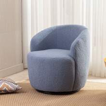 Swivel Barrel Chair, Teddy Sherpa Upholstered Modern Round Accent Arm Chairs, 360 Degree Swivel Small Single Sofa Armchair for Nursery Living Room Bedroom