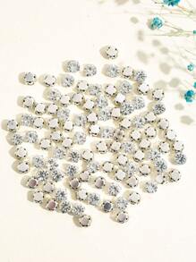 Nastro + Pietra Trasparente 3mm-8mm Forma Rotonda Fantasia Lucida Fatta A Mano Vetro Cucito Cristallo Cucito A Mano Strass Decorazione Perline Retro Piatto Con Fori Pietre Glitterate Gemme Accessori Fai Da Te Cucire Su Pietre Strass Per Decorare Vestiti, Vestiti, Borse, Scarpe, Spille, Orecchini, Artigianato