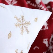 1 件聖誕白鹿裝飾天鵝絨刺繡枕套,沙發墊套,18*18 英寸,白色 - 白色 - 查看 5