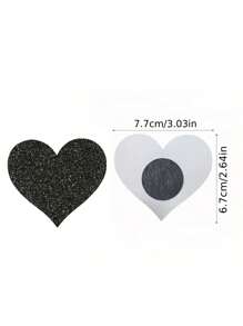 2pcs/set Disposable Women's Heart-shaped Nipple Cover, No Trace, Anti-exposure, Sexy Breast Sticker - Black - View 6