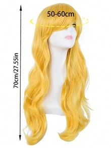 70cm/27.5inch Synthetic High-temperature Wig For Women, Ideal For Anime Parties And Daily Wear, Yellow Color - Yellow - View 3