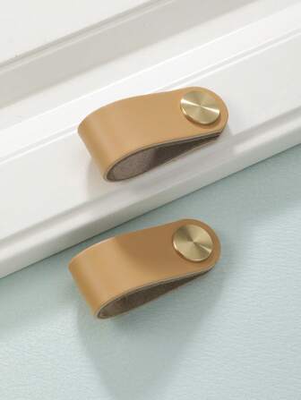 2入組現代極簡風格皮革抽屜手柄,櫥櫃旋钮,適用於家居裝飾