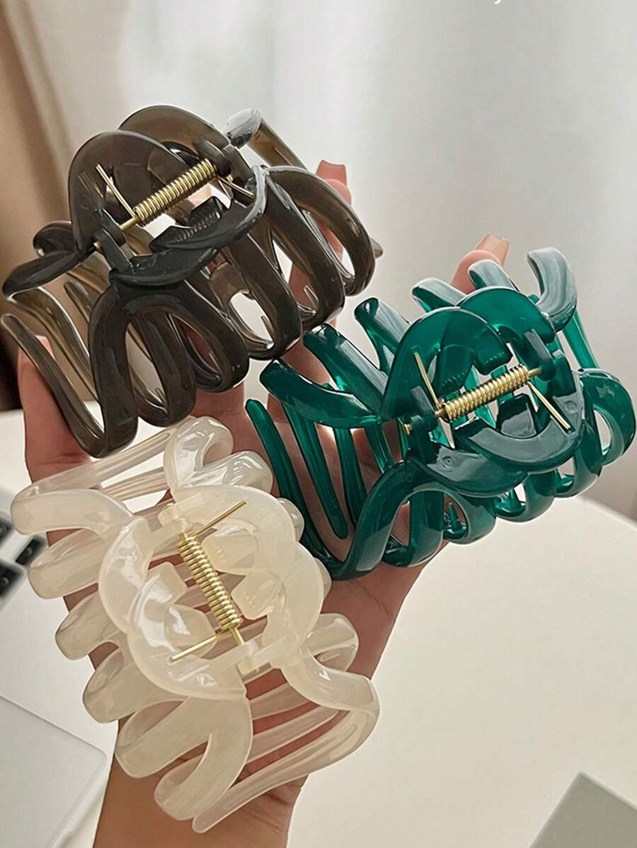 3 piezas Clips de pelo de plástico ligero y de color de gelatina de gran tamaño para mujer, diseño simple y de moda, adecuado para uso diario, ducha y combinación de ropa, clips de pelo casuales, mordazas de pelo, pinzas de pelo, clip recogedor de pelo