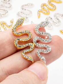 Trang trí móng tay nghệ thuật hình con rắn đính đá Rhinestone, 5 món đồ trang sức đính đá Rhinestone cho thiết kế móng tay thủ công DIY - Bạc - Xem 5