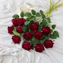 6pcs Artificial Rose Silk Flowers, Fake Rose Bouquet With Long Stems For Home Wedding Party Decoration Gifts Birthday Graduation