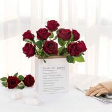 6pcs Artificial Rose Silk Flowers, Fake Rose Bouquet With Long Stems For Home Wedding Party Decoration Gifts Birthday Graduation