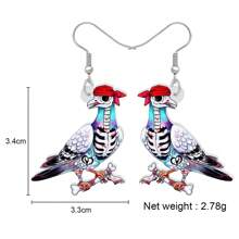 亞克力動漫海盜鴿耳環,懸垂式設計,藝術感滿分,萬聖節顱骨鳥禮物,適用於女性珠寶配飾
