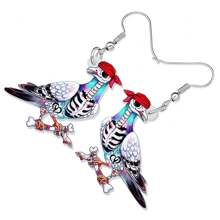 亞克力動漫海盜鴿耳環,懸垂式設計,藝術感滿分,萬聖節顱骨鳥禮物,適用於女性珠寶配飾