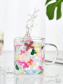 Creative Double Wall Glass Cup With Dried Real Flowers, Perfect Gift For Juice And Milk, Highly Attractive Value, With High-Peng Silicon - Penglai Pine Flower Coffee Cup - View 4