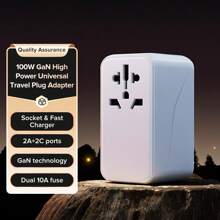 Llano Pd100w萬用旅行插頭轉換器qc3.0 世界旅行ac電源充電器 Au Us Uk Eu轉換器快速充電多種設備 - 白色 - 查看 10