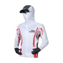 ABUGARCIA 夏季釣魚連帽男士透氣防曬釣魚運動衫戶外防紫外線快乾防曬釣魚襯衫 - 白色 - 查看 1