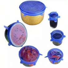 6 Pieces Set Of Silicone Fresh-Keeping Lids, Circular Multifunctional Bowl Lids, Refrigerator Sealing Film Lids, Washable Essential For Home Kitchens