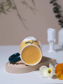 1個可愛手繪3d浮雕向日葵陶瓷咖啡杯/馬克杯/水杯 - 黃色杯子綠色手柄 - 查看 5