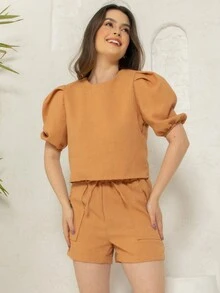 Women Two-piece Outfits - 卡其色 - 查看 3