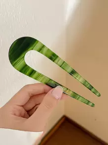 1pc Woman's Gradient Color Acetate U-shaped Hairpin Hair Stick, Perfect For Daily Use - Green - View 2