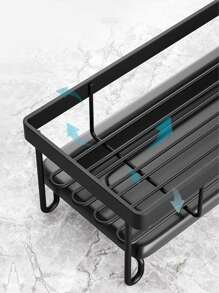 廚房水槽海綿布籃,帶洗碗液瓶,檯面收納盒 - 黑色 - 查看 5